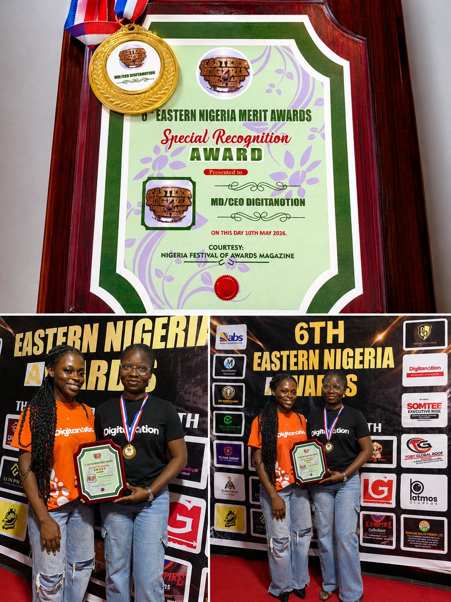 digitanotion's tweet photo. Honored to receive an Award of Recognition from the Nigerian Festival of Awards at the 6th Eastern Nigerian Awards.

This inspires us to keep building, securing, and empowering through Digitanotion Limited. 

#Digitanotion #TechInAfrica #Cybersecurity https://t.co/bc1j4Spiuf