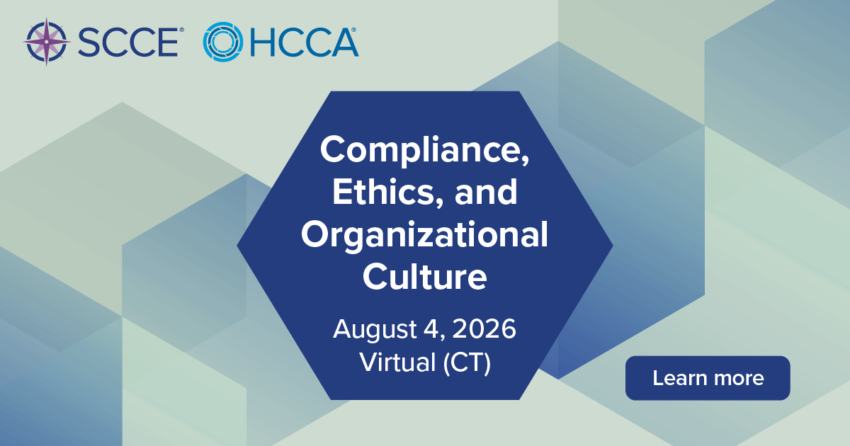 SCCE's tweet photo. Learn how culture and compliance go hand-in-hand and how to build and maintain a work environment that strengthens compliance efforts. Register now:
https://t.co/rNqetMtkt0 https://t.co/QTlz1N0u5n