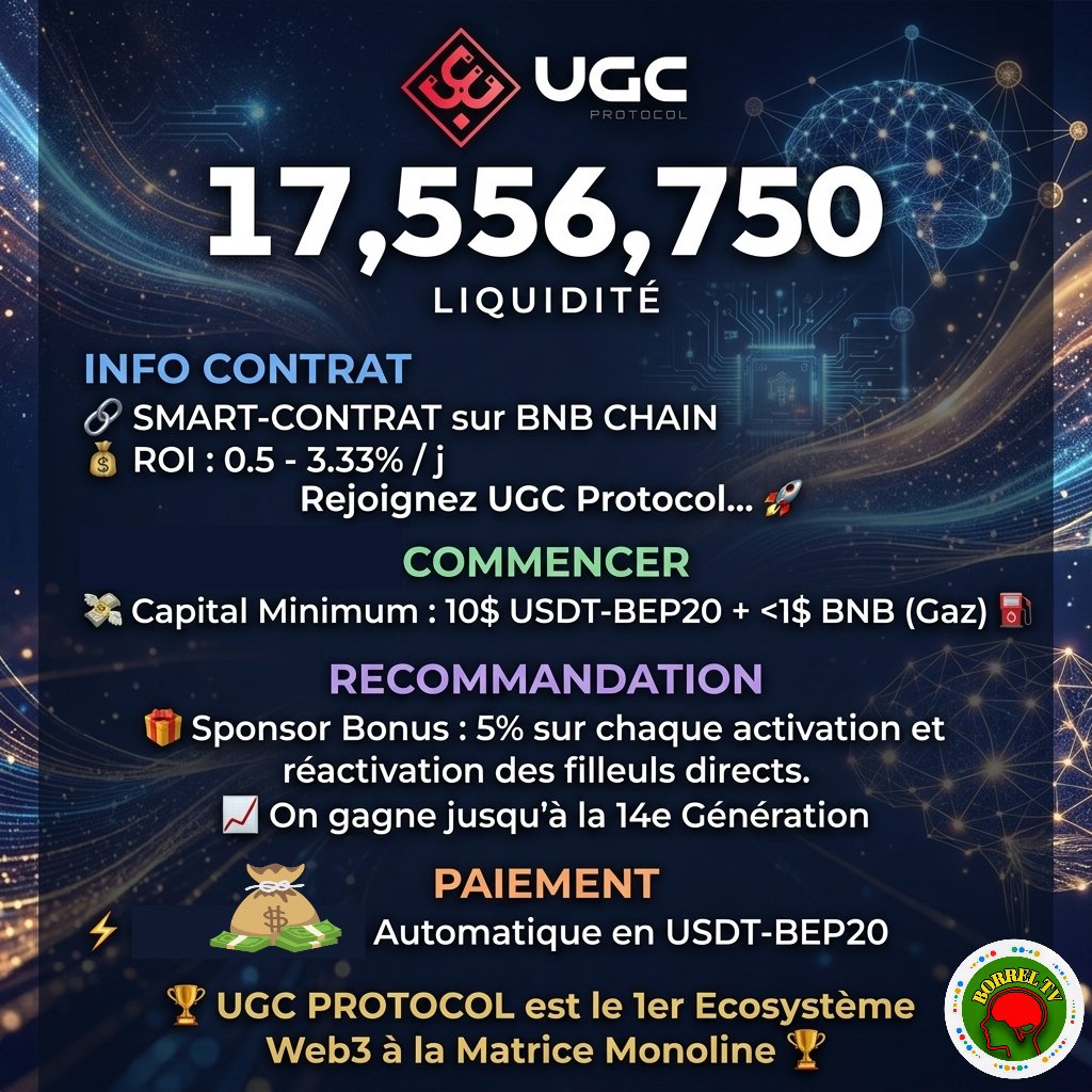 BORRELTV's tweet photo. 🗣️ 𝗦𝗮𝘃𝗲𝘇-𝘃𝗼𝘂𝘀 𝗾𝘂'𝗮 𝗽𝗮𝗿𝘁𝗶𝗿 𝗱𝗲 10$
𝗩𝗼𝘂𝘀 𝗽𝗼𝘂𝘃𝗲𝘇 𝗕𝗮𝘁𝗶𝗿 𝘂𝗻𝗲 𝗙𝗼𝗿𝘁𝘂𝗻𝗲 💰 ❓
🧠 EN SAVOIR PLUS ICI 👇 

https://t.co/fK3XIiLMvp

#Smartcontract #ugc #blockchain #ugcprotocol #RevolutionCrypto https://t.co/UdrcF8zKwK