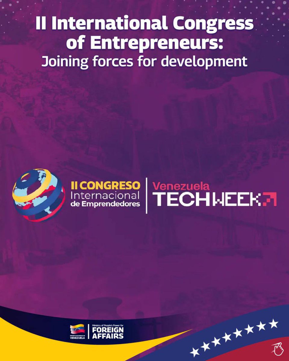 EKazajistan's tweet photo. Did you know that #VenezuelaTechWeek is currently taking place in #Caracas? 📱💻
This strategic meeting gathers the public sector & private enterprise from more than 50 countries, with the objective of creating alliances that drive shared economic growth. https://t.co/yJGRi0tafz