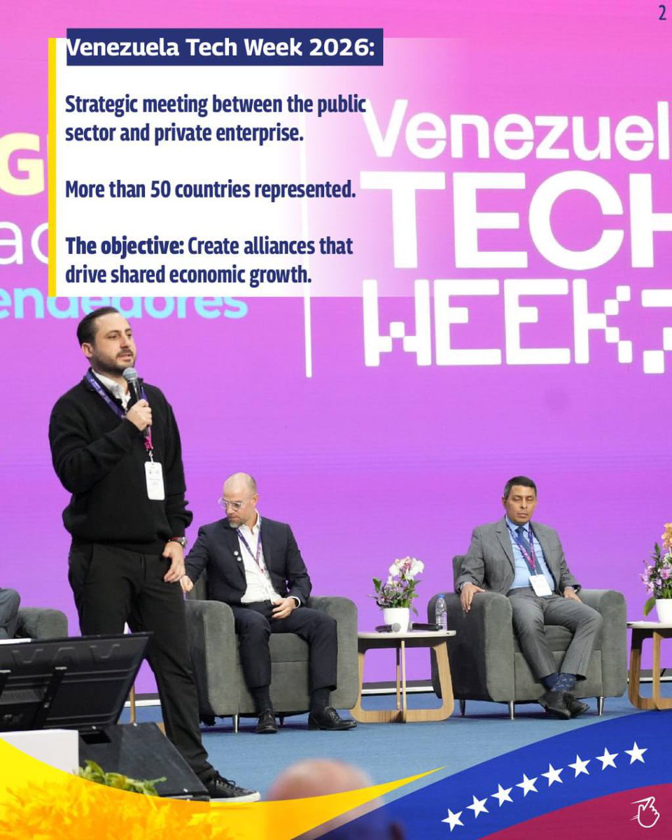 EKazajistan's tweet photo. Did you know that #VenezuelaTechWeek is currently taking place in #Caracas? 📱💻
This strategic meeting gathers the public sector & private enterprise from more than 50 countries, with the objective of creating alliances that drive shared economic growth. https://t.co/yJGRi0tafz