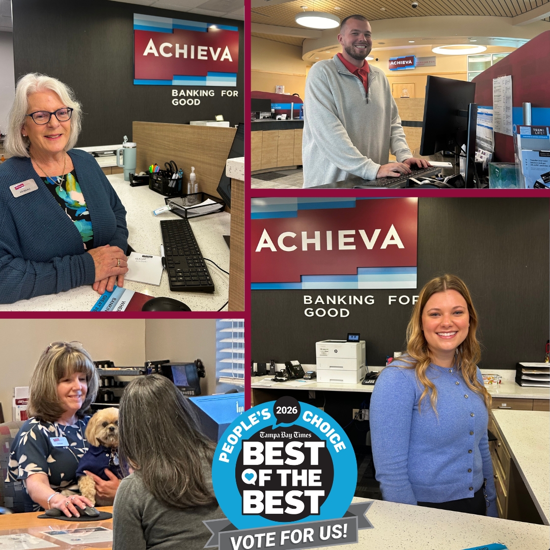 AchievaCU's tweet photo. Double the nominations, double the excitement!  Achieva is up for Best Credit Union and Best Mortgage/Home Loan in the 2026 Tampa Bay Best of the Best!

🗳 Vote https://t.co/dvz7Qyc2Hk
✅ Select Vote ➡️ Services ➡️ Credit Union or Mortgage

#AchievaCU #BestOfTheBest2026 #TampaBay https://t.co/3AsyKwKE2K