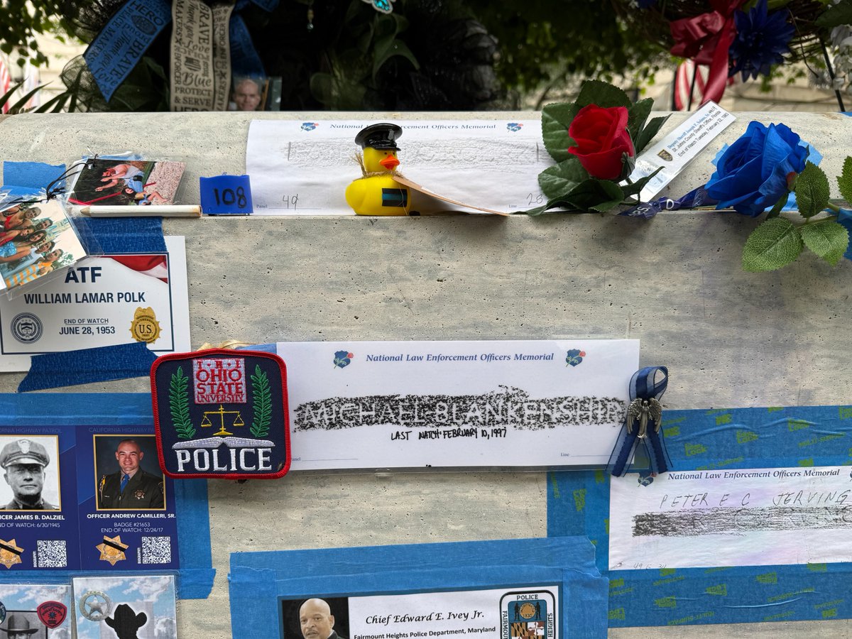 OSUPOLICE's tweet photo. Today we honor all of the law enforcement men and women who made the ultimate sacrifice in service to our communities for National Peace Officer Memorial Day.

We remember Officer Michael Blankenship who is honored at the National Law Enforcement Officers Memorial in DC. https://t.co/u8yi3w8Ks1
