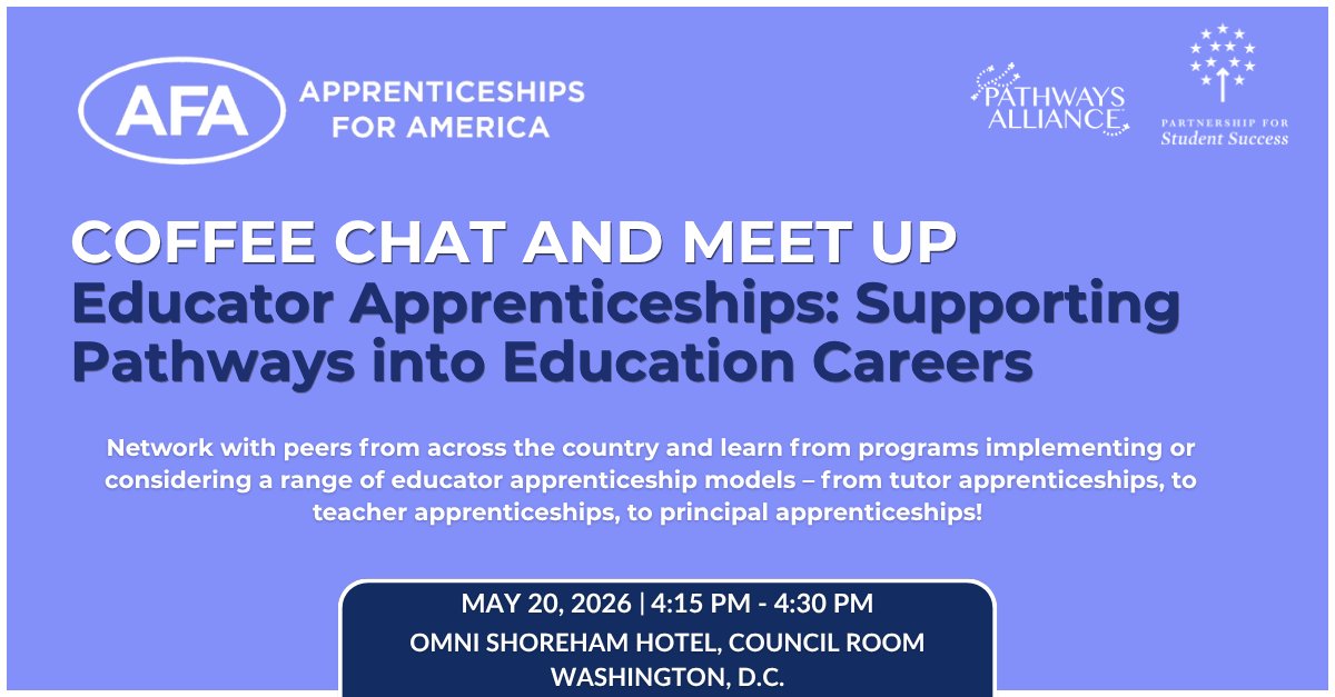 ps_success's tweet photo. Next week! Join us at the @AppsForAmerica Summit for our panel on educator pathways (5/21) &amp; a meetup with @PthwaysAlliance (5/20) to talk tutor/teacher apprenticeships.

Learn more: https://t.co/2S5sV1Y2BS
#AFA2026 #K12 #education https://t.co/pazxwcXxdT