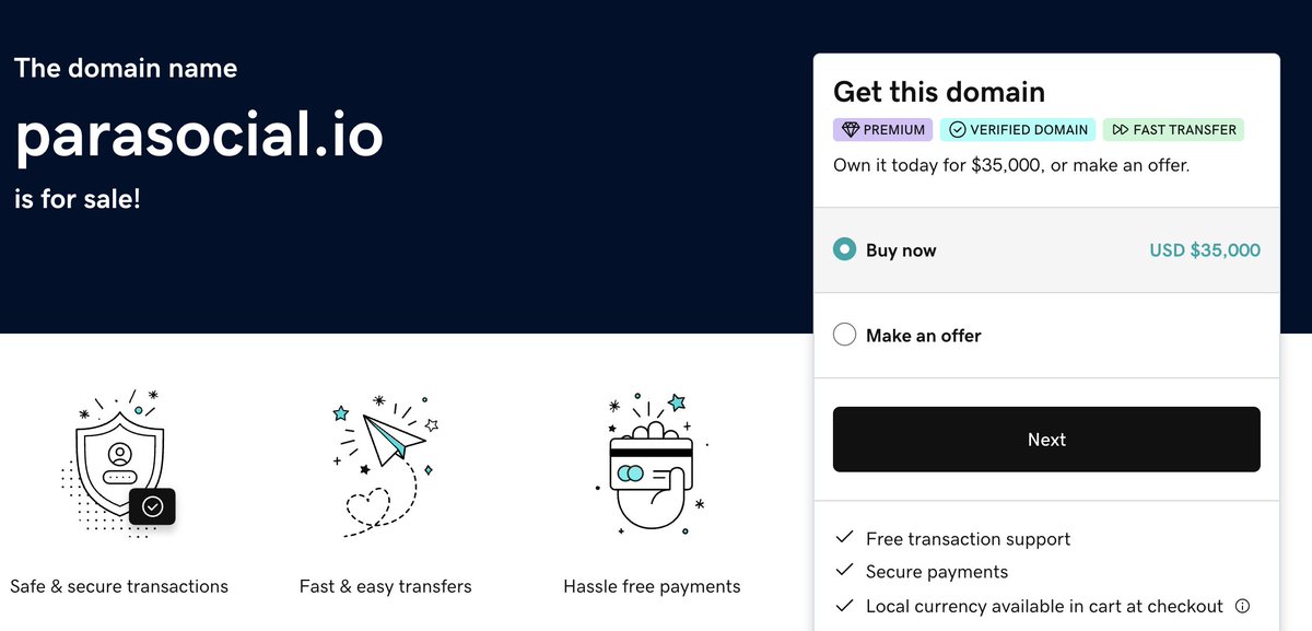 InferDomCOM's tweet photo. https://t.co/x0VZXhYYDF is for sale - the perfect exact-match domain for the exploding #ParasocialAI trend!  

Built for AI companions, virtual influencers, emotional chatbots & one-sided relationships at scale.  

$35k BIN or best offer. DM/reply if interested!  

Who’s claiming the future of AI relationships? @character_ai
 @replika
 @NomiAI_Official
 @KindroidAI
 @getchaiapp