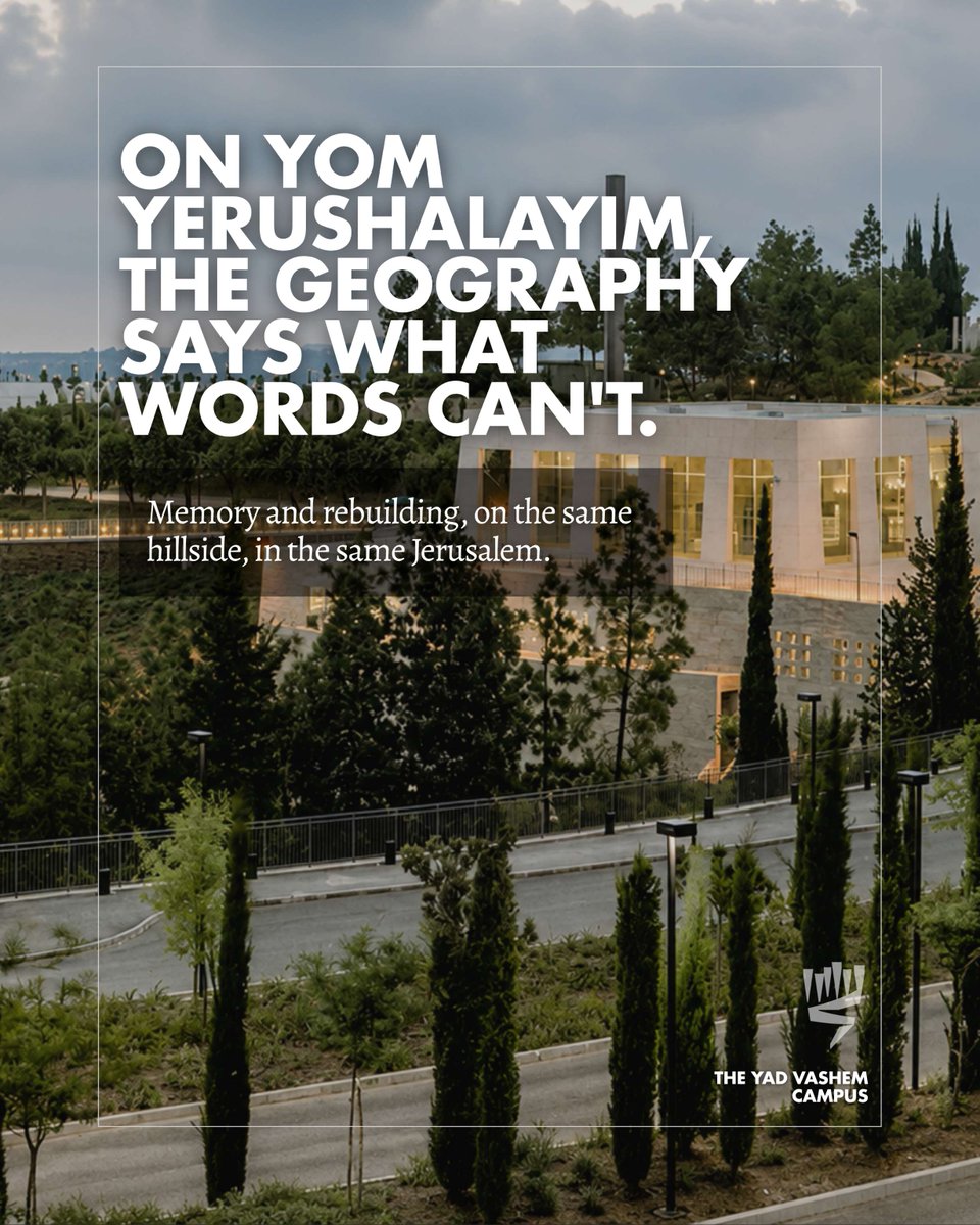 YVUSAFoundation's tweet photo. On Yom Yerushalayim, we reflect on one hillside in western Jerusalem.

Mount Herzl holds Israel’s national cemetery and Yad Vashem, where memory, loss, and renewal exist side by side.

The landscape itself becomes part of remembrance. https://t.co/JJ6hyhG28H