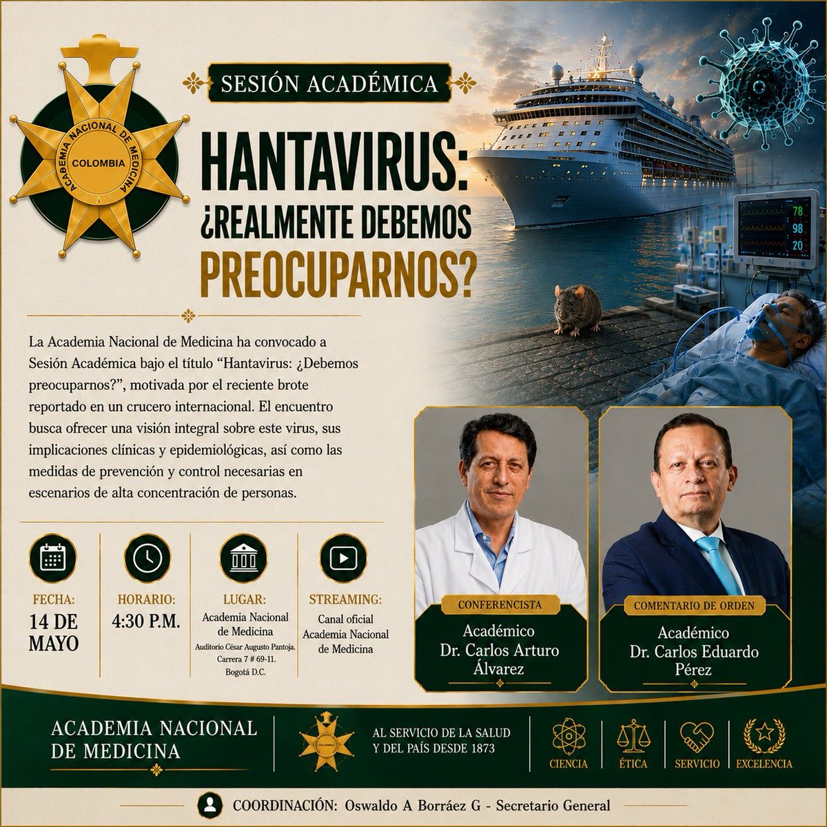 AlvarezMorenoC's tweet photo. Ayer en la @ANM_Colombia junto a @cperezd  presentamos una discusión sobre si debemos
Preocuparnos por el brote actual de hantavirus. Los interesados la pueden ver en el siguiente enlace: https://t.co/hWKeGlciM0 https://t.co/hdRzUfKDH7