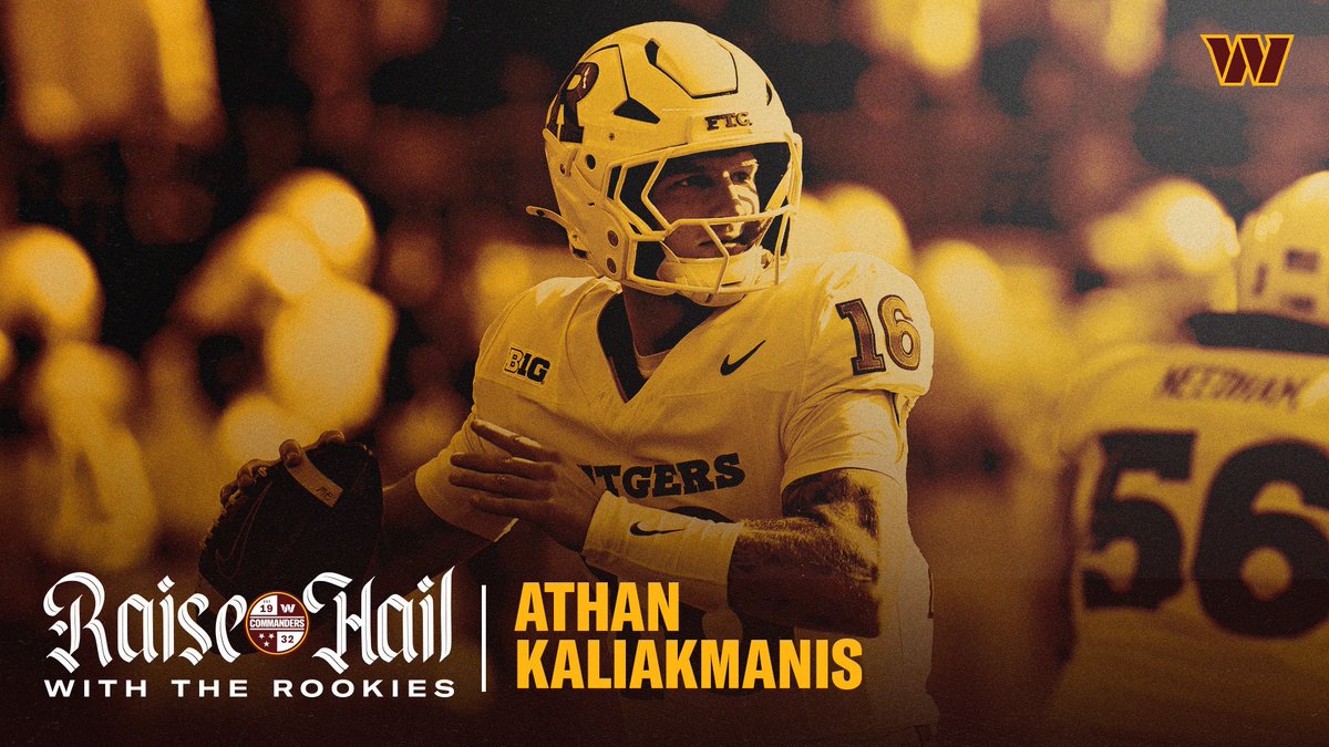 BC__TV's tweet photo. Raise Hail with the rookies is back! First up, we tap in with our 7th round QB, @aajk_23 

Streaming now on the @Commanders YouTube page ! https://t.co/F5kjBAuTQV
