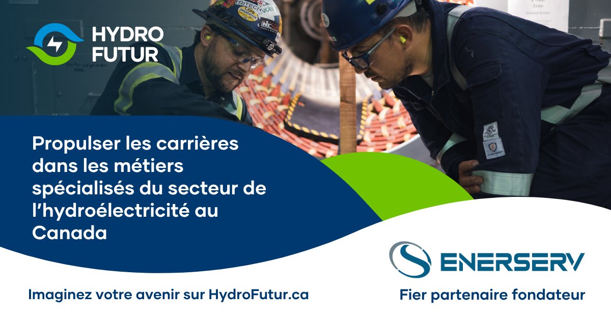 WaterPowerCA's tweet photo. ⚡ Hydroélectricité Canada est fière de s'associer à Enerserv pour soutenir HydroFutures et aider la prochaine génération à découvrir les possibilités offertes par le secteur hydroélectrique canadien. 

Enerserv offre des services spécialisés en entretien, réparation et intervention sur le terrain, contribuant à la sécurité et à la fiabilité des systèmes d'énergie propre partout au pays. 

Les carrières en hydro ne suivent jamais une seule trajectoire. Chez Enerserv, des stagiaires et de jeunes diplômés ont bâti des parcours solides, progressant vers des métiers spécialisés et des rôles techniques — en développant leurs compétences, en relevant de nouveaux défis et en élargissant leur expertise au fil du temps. 

Envie d'en apprendre davantage? L'équipe d'Enerserv est toujours ouverte aux échanges avec les étudiants et partage volontiers son expérience des carrières en hydro. 

Visitez : https://t.co/U4jayclnJw