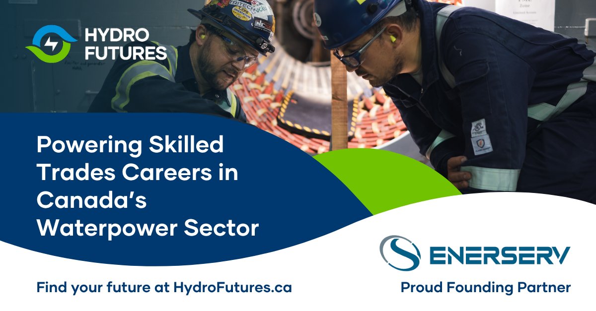 WaterPowerCA's tweet photo. ⚡ We’re proud to partner with Enerserv in helping introduce more students and early-career professionals to opportunities in Canada’s waterpower sector.

Enerserv provides specialized hydroelectric maintenance, repair, and field services, helping keep clean energy systems running safely and reliably across the country.

Careers in hydro don’t follow just one path. At Enerserv, team members have grown from interns and recent graduates into skilled trades and technical roles—building experience, taking on new challenges, and expanding their expertise over time.

Interested in learning more? The Enerserv team is always open to connecting with students and sharing insights into careers in hydro. Visit: https://t.co/U4jayclnJw