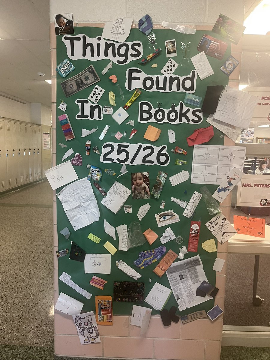 MMMSLibrary's tweet photo. Random things found in books that were returned to the library this school year… 🤮 https://t.co/PMf2IvHzao