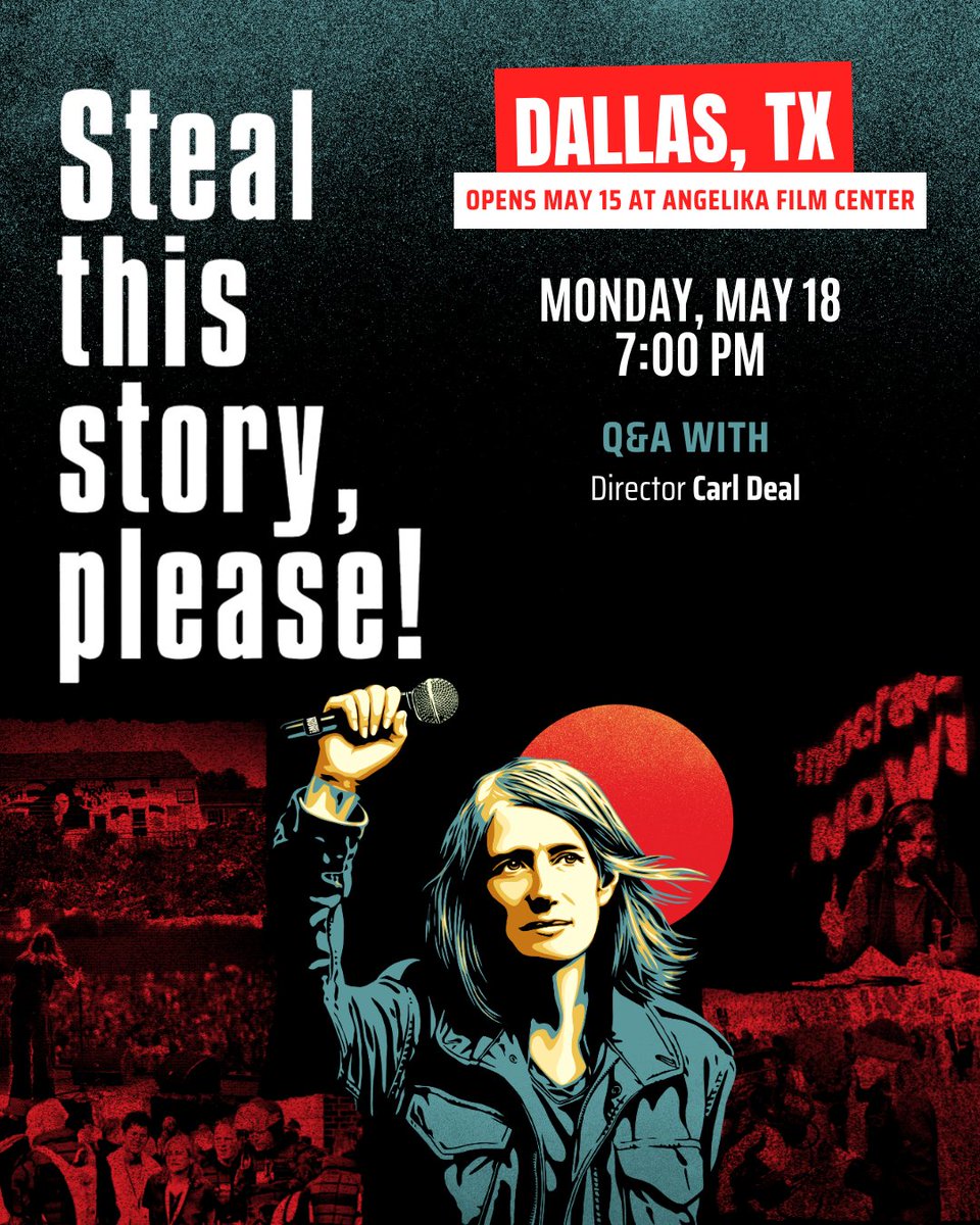AngelikaTexas's tweet photo. STEAL THIS STORY, PLEASE! is now playing at the Angelika Dallas. Join us for an exclusive Q&amp;A with co director Carl Deal on Monday, May 18 after the 7:00 PM screening. https://t.co/mToFtMiM7A