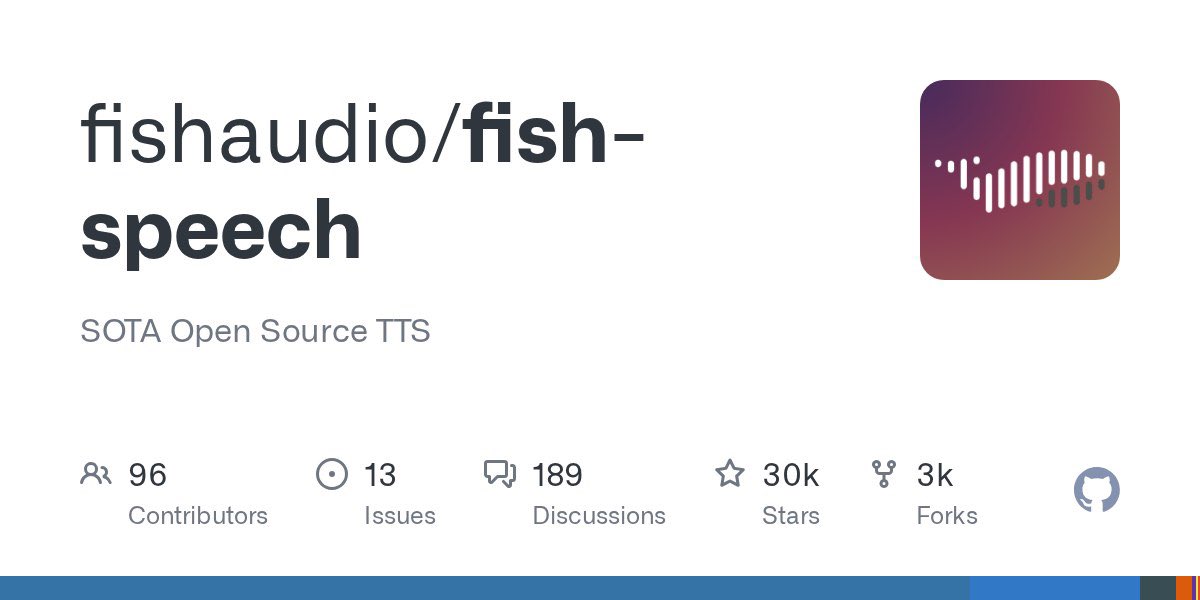 leyinb6's tweet photo. ok啊也是又找到了个非常牛逼的东西出来 Fish Speech — 开源AI语音合成工具，声音克隆
• 声音克隆：上传一段音频，复制任何人的声音
• 多语言：中文/英文/日文等，发音自然
• 情感控制：调整语气、语速、情感表达
• 实时推理：GPU加速，秒级生成
加频道直领😝
https://t.co/at4EdAxw2R https://t.co/QwJNqNUEWs