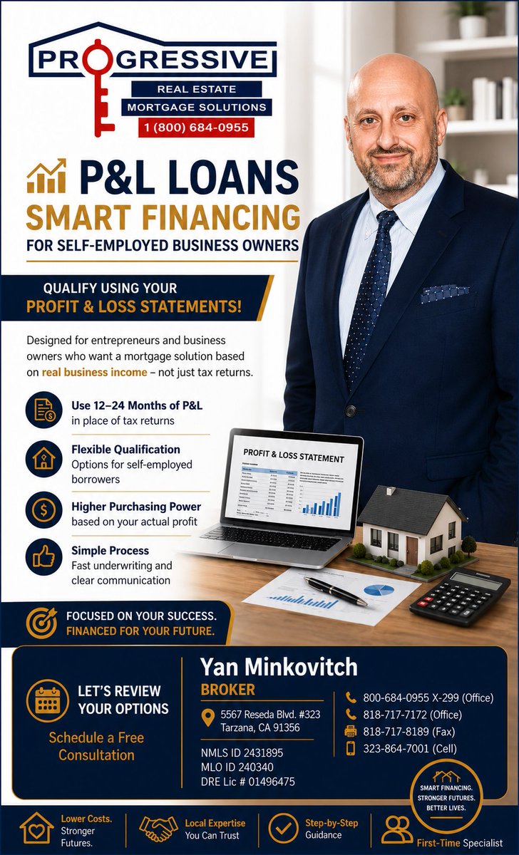 yanmink's tweet photo. Qualify using your real business income. P and L loans for self employed borrowers. Use 12 to 24 months of profit and loss instead of tax returns. Flexible options and higher buying power. Refer friends, family, or coworkers.
#mortgage #selfemployed #plloans #realestate #Loans https://t.co/5lZYepMeSz