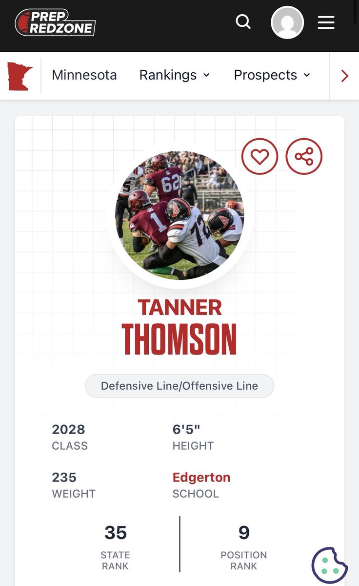 TannerThom72's tweet photo. Thank you @PrepRedzone for the ranking!   Still work to be done. 
@OJW_Scouting @PrepRedzonemnfb https://t.co/9c4SGDWnNl