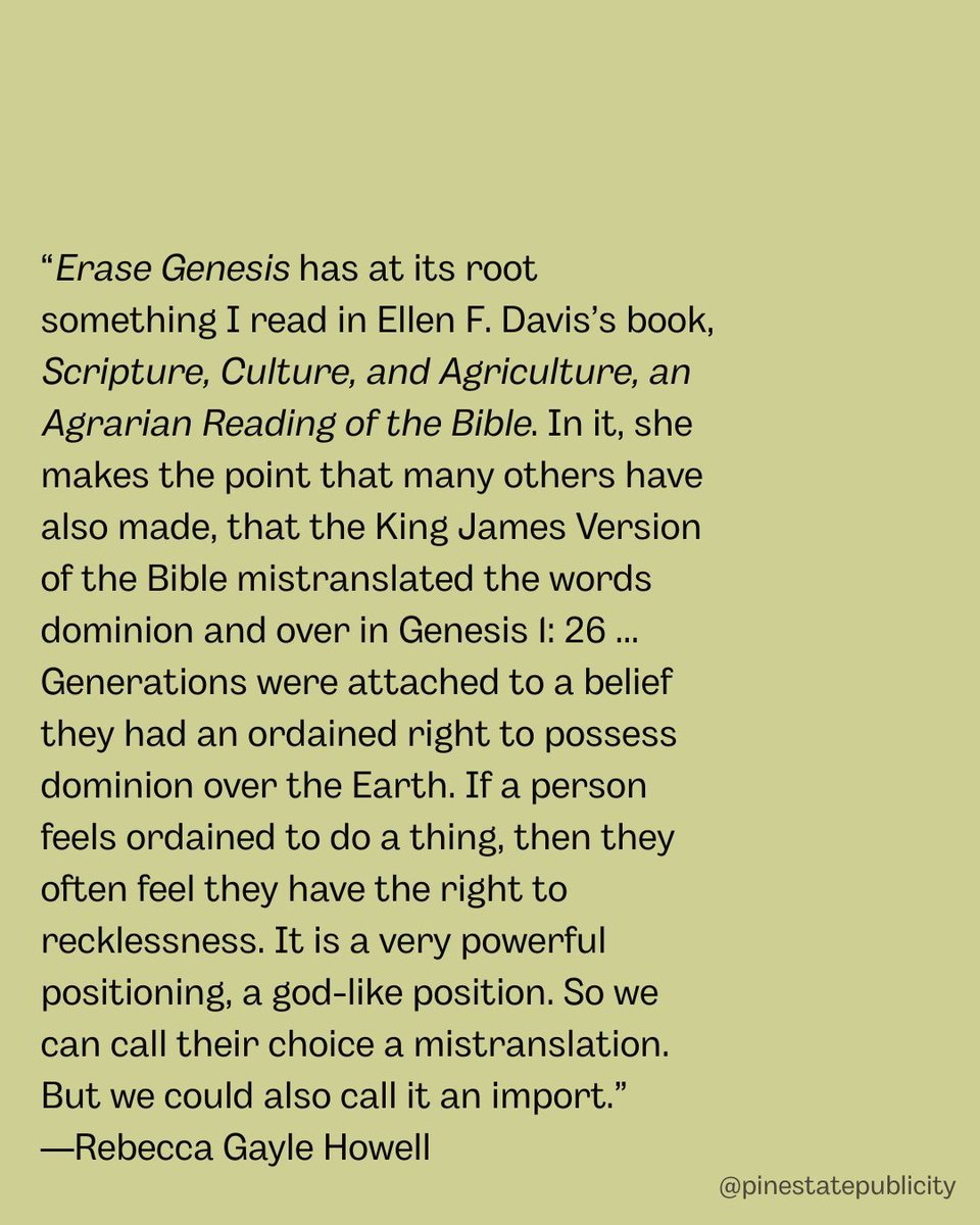 PineStatePub's tweet photo. The book is organized like that—Chapter 1, Chapter 2, Chapter 3, Chapter 2, Chapter 1—to honor the Earth’s teaching on cyclical time. When you close Erase Genesis you are returned to the beginning, where things can be made anew. @rebeccagaylehowell

https://t.co/iA1H9CdviY https://t.co/Y5WNMBcHiY