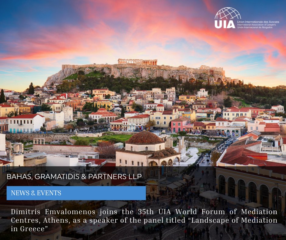 bahagram's tweet photo. Dimitris Emvalomenos will be speaking at the 35th UIA World Forum of Mediation Centres, organised by the Union Internationale de Avocats (UIA), taking place in Athens, Greece.

https://t.co/p3NcbuyaDC https://t.co/uDuSHSkNte