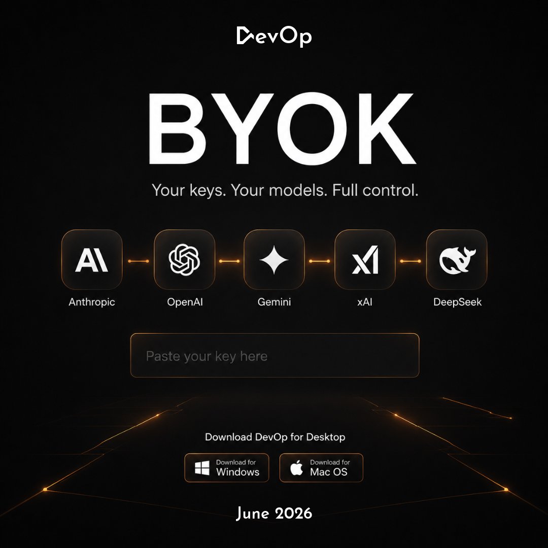 aethaar01's tweet photo. Unlock the power of innovation by integrating your own AI models from leading providers with DevOp BYOK! #Aethaar #DevOp https://t.co/8cM3wVG87i