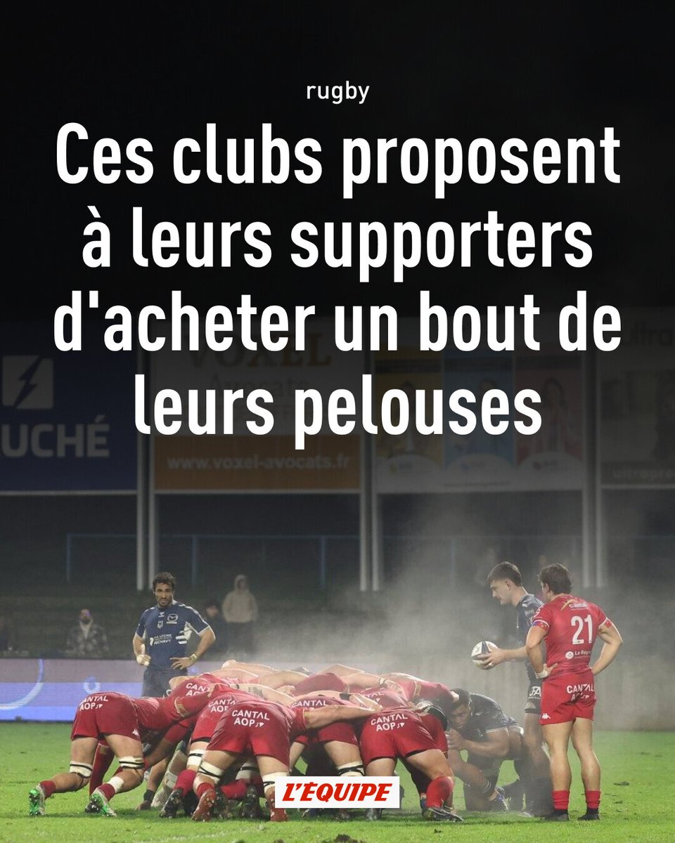 lequipe's tweet photo. Parmi les derniers clubs à ne pas être passés au synthétique, Agen et Aurillac vont mettre en vente des petits carrés de pelouse. Les profits seront majoritairement redistribués à leurs écoles de rugby.
➡️ https://t.co/bHOM0IOPAK https://t.co/rfTKVxrk1r