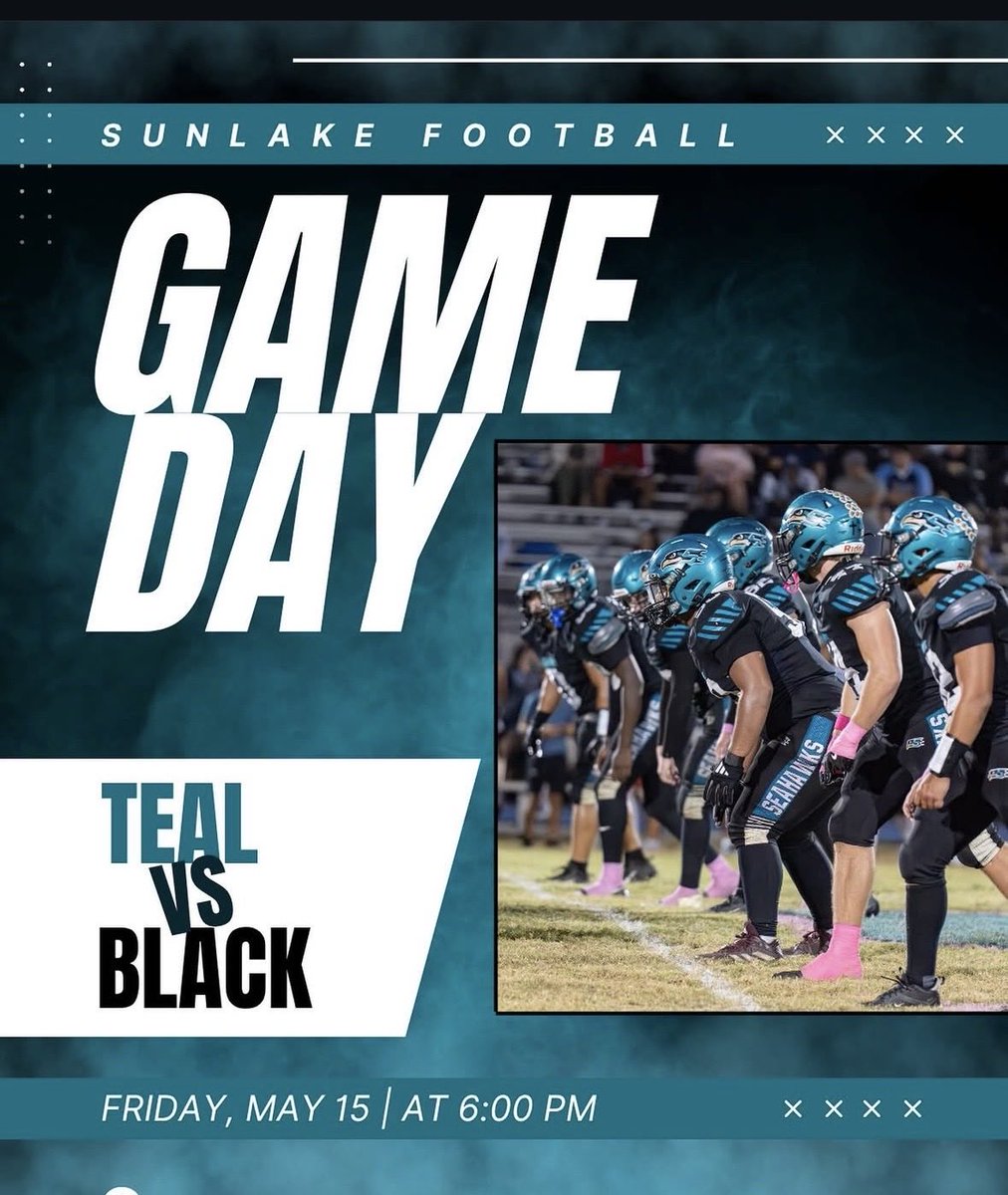SLHSFBNextLevel's tweet photo. 🚨GAME DAY 🚨 
🕣6:00pm
📍Sunlake High School 
🎟️ https://t.co/9RaNGeBGHK

Let’s Go!!!! Come out, fill our stands and support your Seahawks tonight at the Teal vs Black game!!! https://t.co/cw8YGW1Xnm
