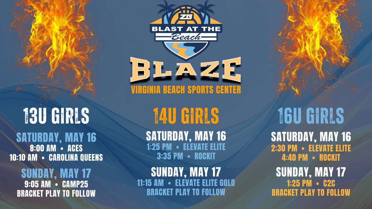Hoops_VA's tweet photo. Blaze teams are headed to the beach this weekend for Zero Gravity Blast at the Beach! Complete Schedule: https://t.co/fUUtF5smTz

@zg_midatlantic https://t.co/YQpIlyTFPw
