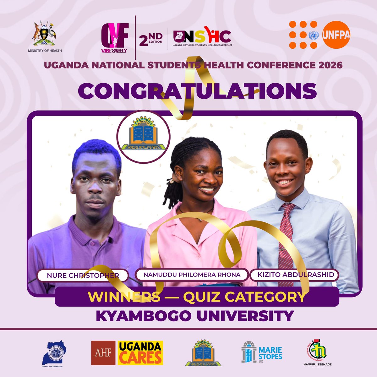 OwnYourFutureUG's tweet photo. BEST AT BOILING BRAINS OUT!!!

Huge congrats to our quiz champions! @kyambogou 

🏆🧠 Fast thinking, sharp teamwork, and well-earned victory proud of you all. 👏🎉 

#UNSHC26 https://t.co/n9myPuDzOj