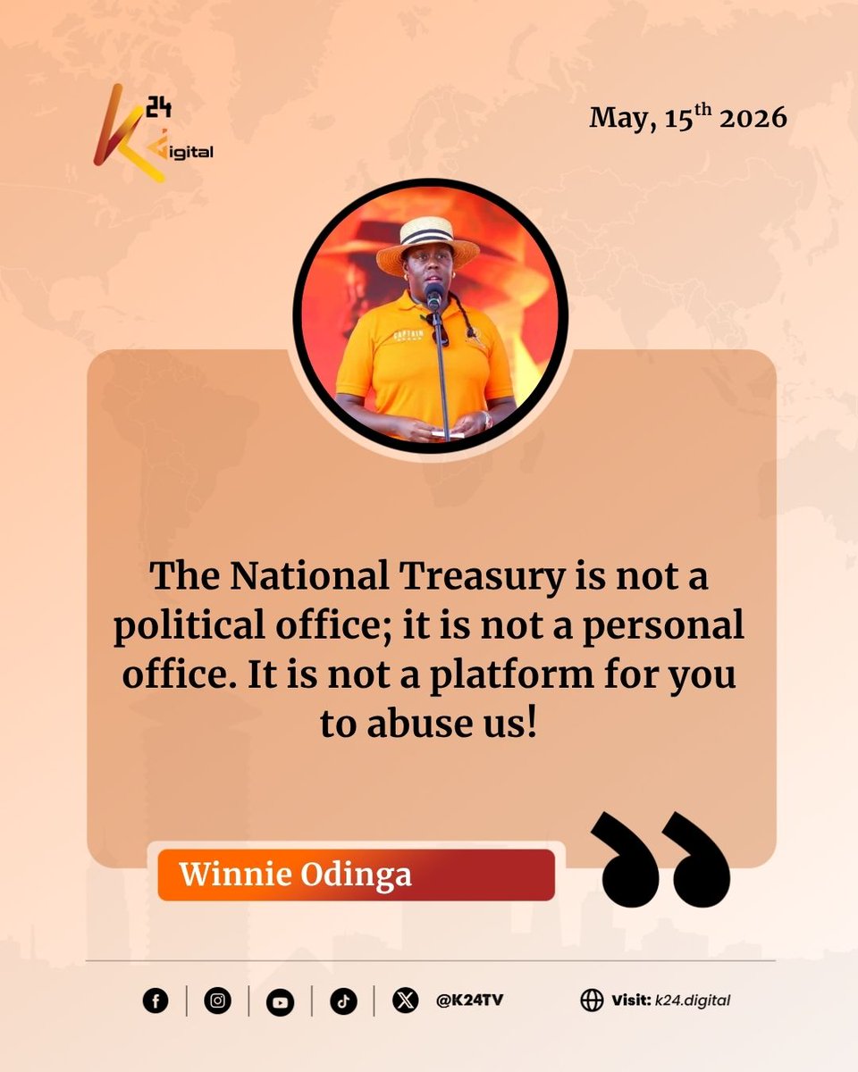 K24Tv's tweet photo. "The National Treasury is not a political office; it is not a personal office. It is not a platform for you to abuse us!" Winnie Odinga fires back at Mbadi
#K24Updates https://t.co/HN02dW4VGS