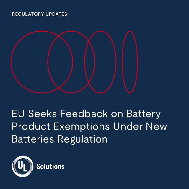 ulDanOShea's tweet photo. On April 28, 2026, the European Commission opened a public consultation on a draft initiative under the EU Batteries Regulation. Read additional details here: https://t.co/Kf7XZheXlt #weareULSolutions #EUBatteryRegulation https://t.co/ogH2d5isKt