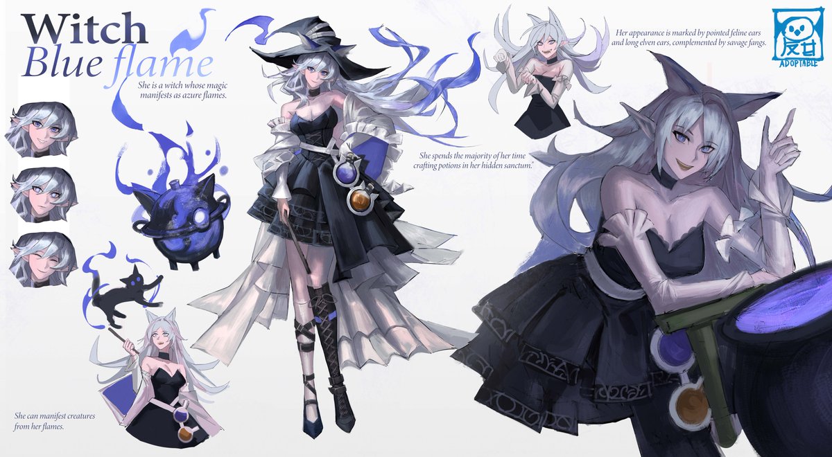 ihatecandys's tweet photo. (OPEN) Adoptable Witch Blue Flame #adoptable #oc #characterdesign #artwork #digitalart https://t.co/xlrCakme0N
