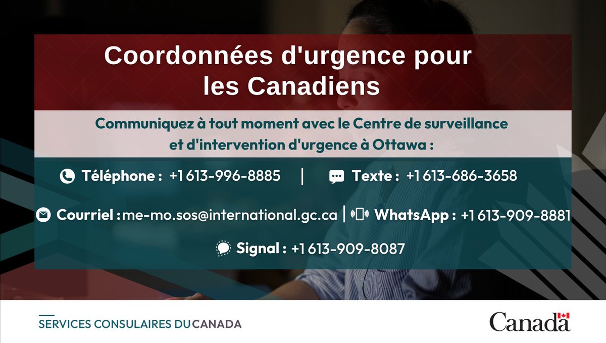 VoyageGdC's tweet photo. Peu importe votre style de voyage, assurez-vous de savoir comment nous contacter si vous voyagez. Si vous avez besoin d’une aide consulaire d’urgence, communiquez avec notre bureau le plus proche ou notre Centre de surveillance et d’intervention d’urgence. https://t.co/e9yde6ZkT6 https://t.co/CRrPNCtLhZ