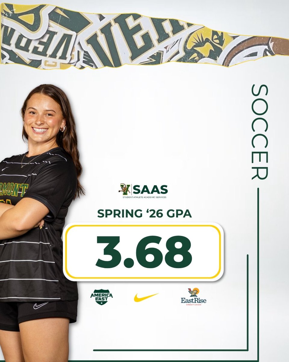 AnthonySpags's tweet photo. Another impressive semester for @UVMwsoccer - including 11 student-athletes with a perfect 4.0 📚⚽️

@UVMathletics | #LetsRally https://t.co/K8B5JVe2c3