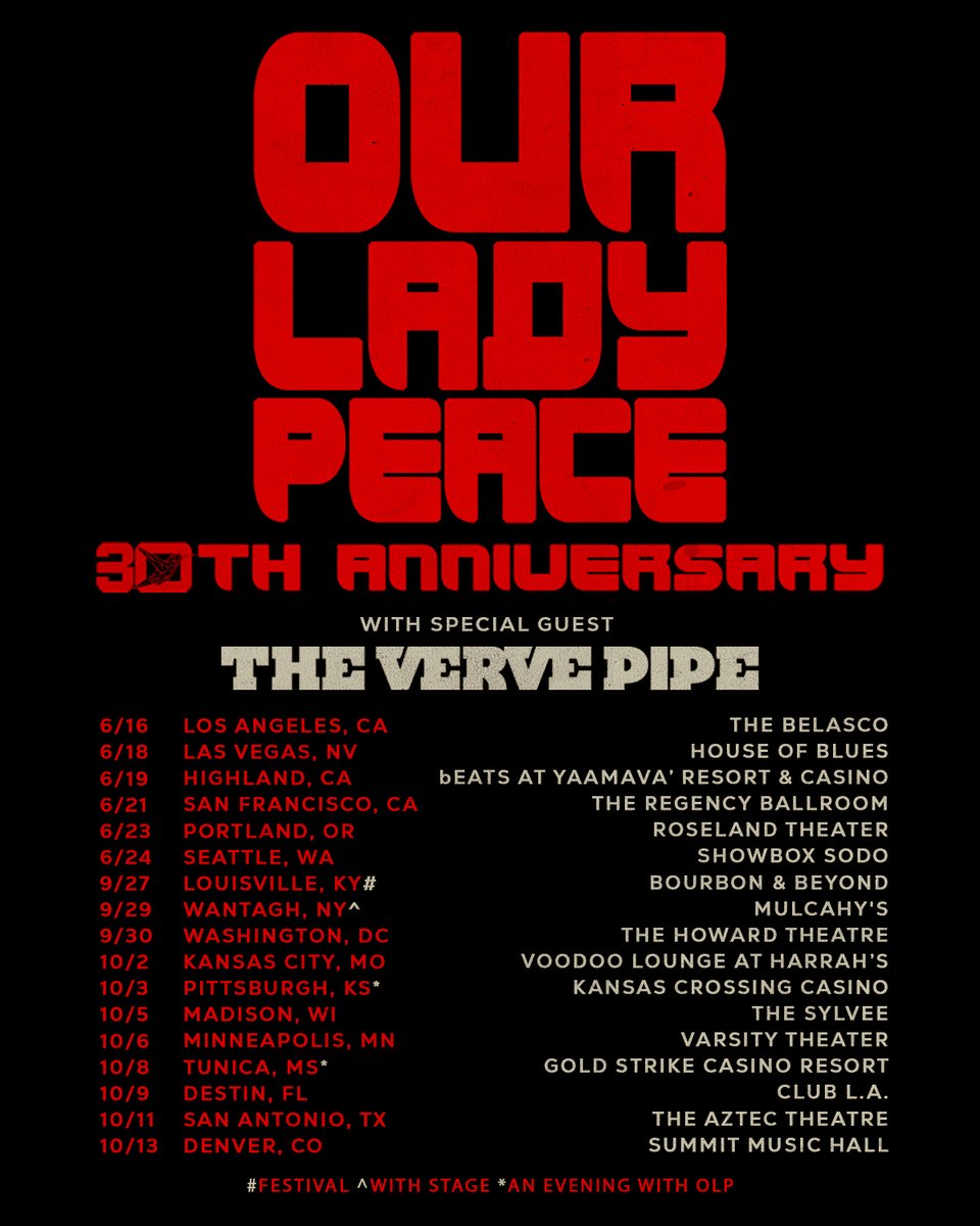 OurLadyPeace's tweet photo. Make sure to join us on the final OLP30 dates in the US. All dates are on sale TODAY at 10AM local. Get tickets here https://t.co/CKtgh6qnPR https://t.co/iIaPatwwkB