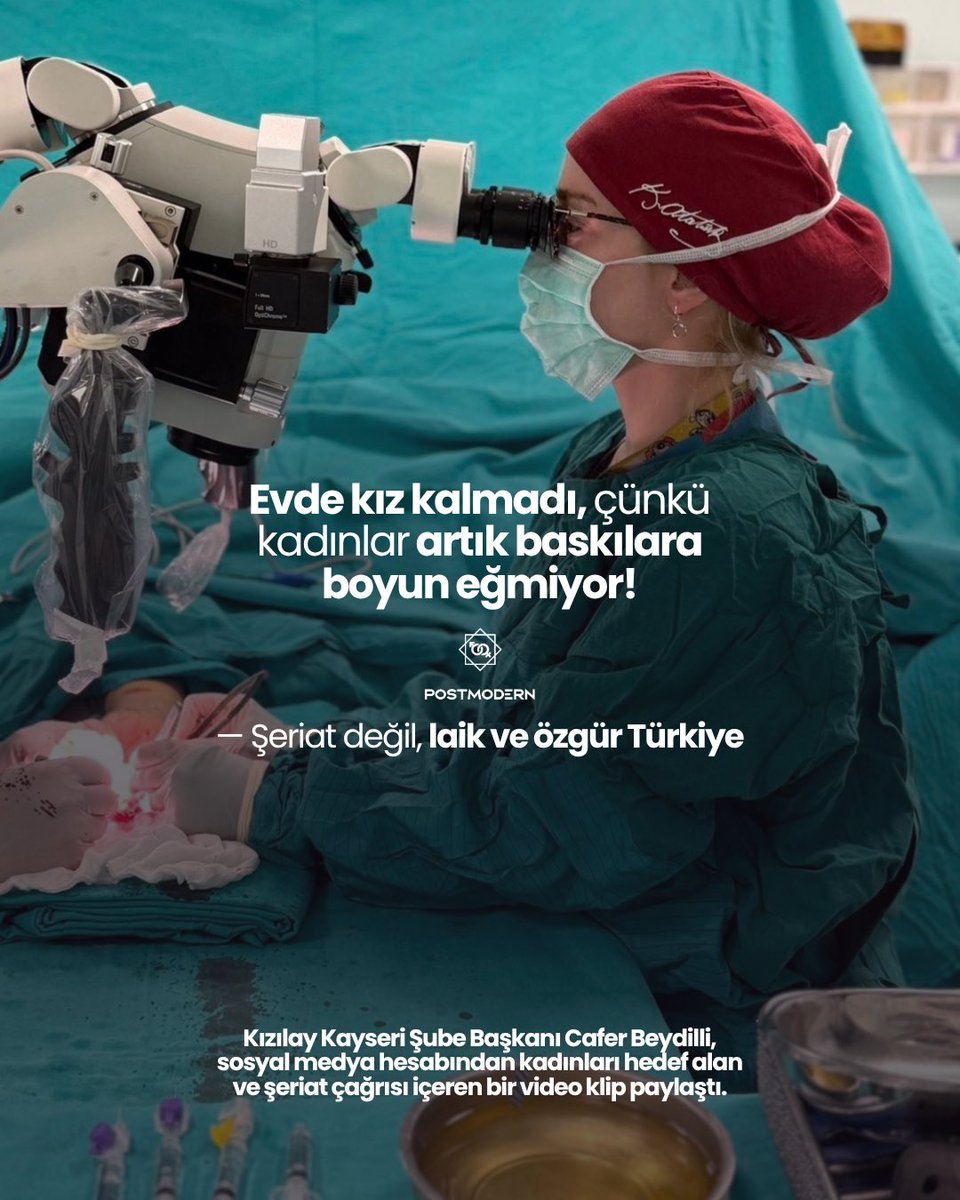 istbassavcisi's tweet photo. “EVDE KIZ KALMADI” DİYEREK KADINLAR HEDEF ALINDI” — Kızılay Kayseri Şube Başkanı Cafer Beydilli, sosyal medya hesabından kadınları hedef alan ve şeriat çağrısı içeren bir video klip paylaştı. 

Kadınlar, sosyal medyada “HER YERDEYİZ” diyerek paylaştıkları fotoğraflarla gericilerin paylaşımını tiye aldı. 🤙🏻

Sözlerin bir kısmı ise şöyle: 

“Evde kız kalmadı, hepsi sokakta
Teşvik etme Reis, kalsın ocakta
Boşanmalar arttı, çocuk ortada
Evde kalsın kızlar, ne olur Reis?

Çocuk istemiyor, erkekleştiler
Kocasına karşı çok asileştiler
Her kuruma bayan serpiştirdiler
Evde kalsın kızlar, ne olur Reis?”
