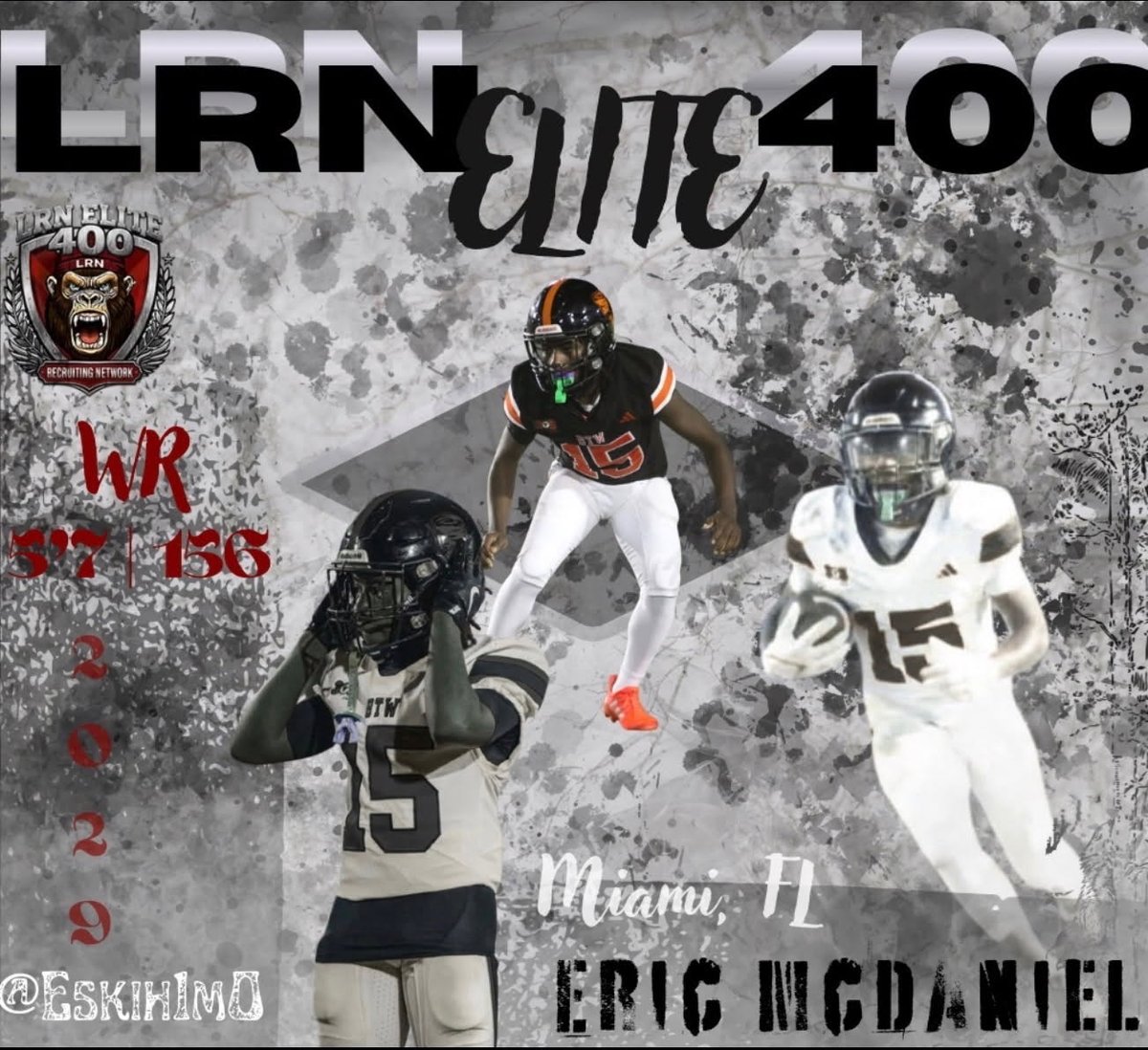 CoachSaville's tweet photo. 🚨🔥 WELCOME TO THE LRN ELITE 400 🔥🚨

The future is bright in South Florida.

Please help us welcome 2029 WR Eric McDaniel out of Miami, Florida to the LRN Elite 400 family!

⚡ Dynamic playmaker
⚡ Explosive in space
⚡ Shifty route runner with speed and burst
⚡ Young athlete with a very high ceiling
Eric is already showing the type of athleticism and natural movement skills that make coaches pay attention early. Excited to help build his exposure, development, and recruiting journey moving forward.
📍 Miami, FL
📅 Class of 2029
📏 5’7” | 156 lbs
⚡ WR
🎥 Follow his journey:
@Eskih1m0
 X Profile

#LRNElite400 #LRN #ClassOf2029 #MiamiFootball #FridayNightLights #WR #YouthFootball #Recruiting #FootballRecruiting #SouthFloridaFootball #NextUp #Playmakers #Athlete #GridironElite
@CoachLanceo @LANCEOSRN @CoachrunLRNEast @GregVLRN @CoachBA1010 @samuelhweaver @Eskih1m0