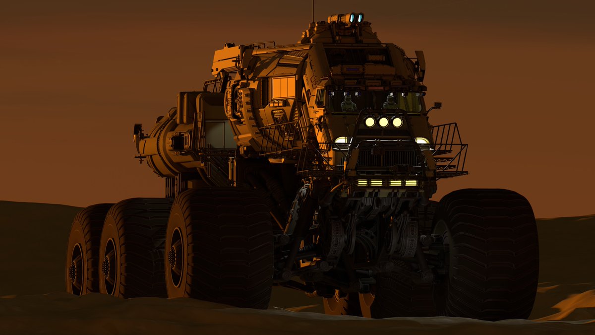 AKantemirov's tweet photo. Good morning!   Been driving since it was dark today.

#Blender #3Dmodeling #vehicledesign #scifi #truck https://t.co/NuH4lfs6Xc