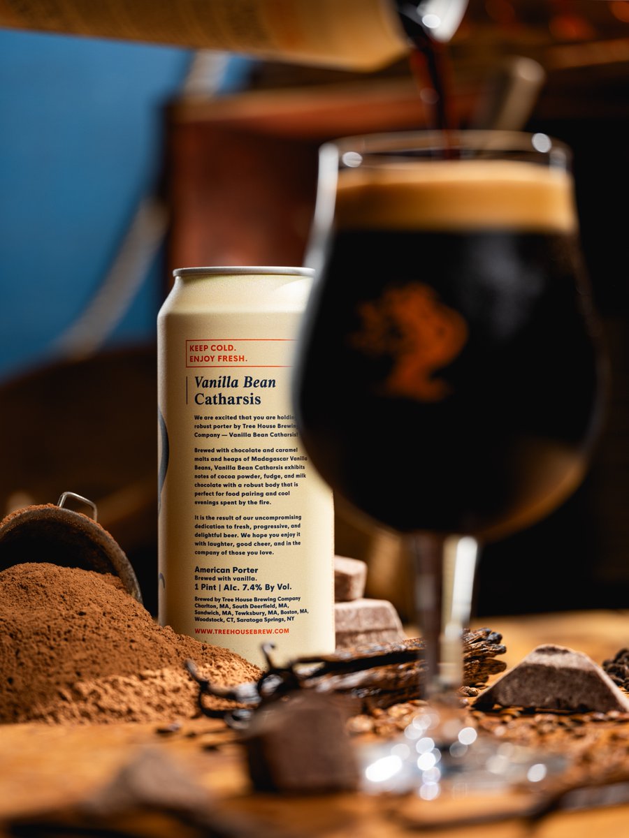 TreeHouseBrewCo's tweet photo. Vanilla Bean Catharsis.

We took a small portion of our robust, chocolatey Porter and conditioned it on heaps of vanilla beans. It adds wafting notes of creamy vanilla mocha lattes atop its complex profile. Perfectly suited for pairing with an evening campfire, these cans also age wonderfully when kept cold.

Simple, elegegant, refined, authentic. Delicious.