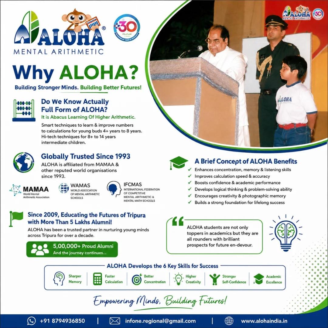 ALOHATRIPURA's tweet photo. 👩‍👩‍👧‍👦 Parents of children aged 4–14 years!  
✨ Join ALOHA Abacus &amp; Mental Arithmetic today and feel the change.
Within just 3 to 6 months, your child’s future will shine brighter — with confidence, focus, creativity, and faster calculations. #everyone https://t.co/IRtwjswYeW
