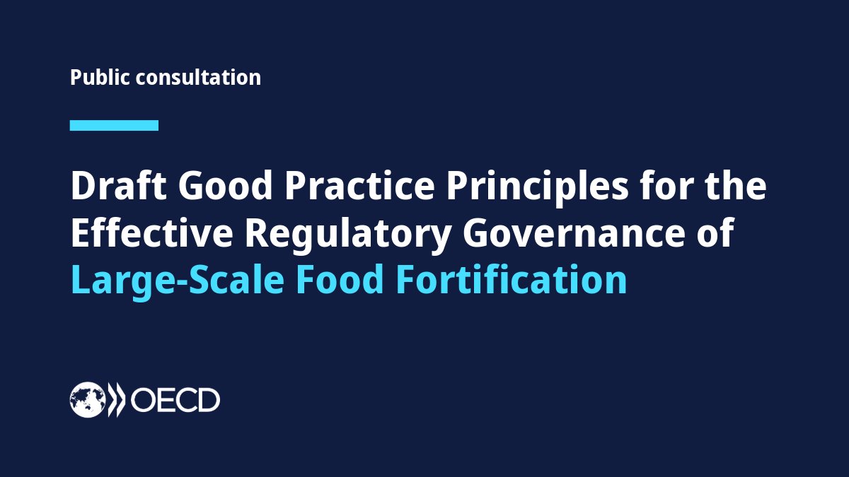 OECDgov's tweet photo. #PublicConsultation 📢 Billions worldwide suffer from micronutrient deficiencies.

Many countries use #LargeScaleFoodFortification as part of their policy mix to address this, but its impact depends on effective regulatory governance.

🗓️ Deadline 5 June https://t.co/qeeNKVsnhE https://t.co/docsUnEX1A