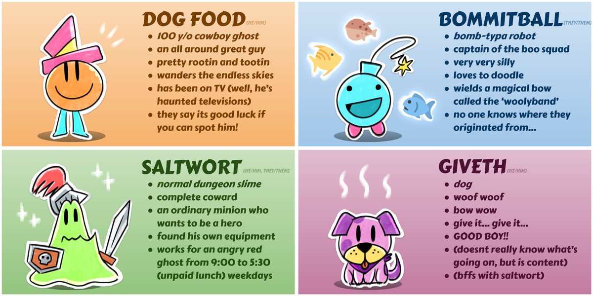 BommitBall's tweet photo. I created descriptive cards of some of my ORIGINAL CHARACTERS!
Thank you all for your continued support!! 🐟 🐠 🐡
#oc #originalcharacter https://t.co/1H8gDrOaoW