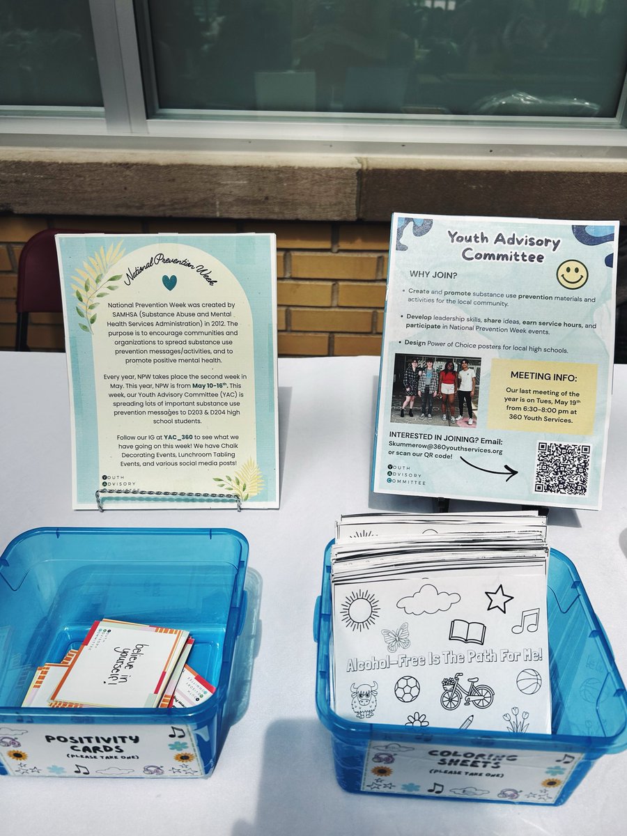 360Prevention's tweet photo. The Youth Advisory Committee had a great time sharing substance use prevention, positivity, and mental health resources to NVHS, NCHS, and NNHS students as they tabled this week for National Prevention Week! https://t.co/glfFSvcGaK