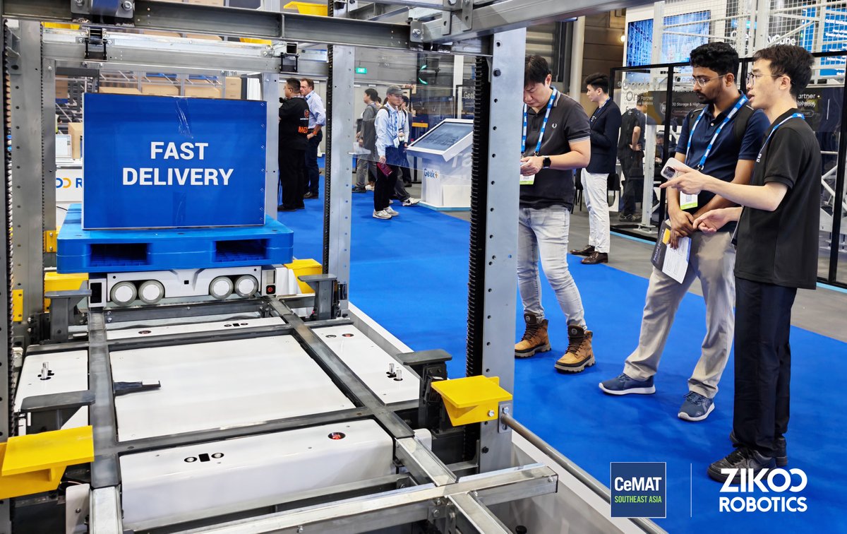 Zikoo_Robotics's tweet photo. 🤖 ZIKOO ROBOTICS debuts at CeMAT SEA 2026 ✅ 📦 High-density · High-efficiency · High-intelligence · Low cost
⚡ SIX-way shuttle + AI-driven
🇸🇬 Smart warehousing starts in Singapore. See you next stop! 👋
#CeMATSoutheastAsia2026 #6wayshuttle https://t.co/oyS3pPSLJ6