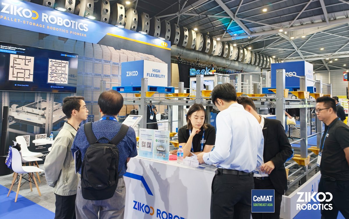 Zikoo_Robotics's tweet photo. 🤖 ZIKOO ROBOTICS debuts at CeMAT SEA 2026 ✅ 📦 High-density · High-efficiency · High-intelligence · Low cost
⚡ SIX-way shuttle + AI-driven
🇸🇬 Smart warehousing starts in Singapore. See you next stop! 👋
#CeMATSoutheastAsia2026 #6wayshuttle https://t.co/oyS3pPSLJ6