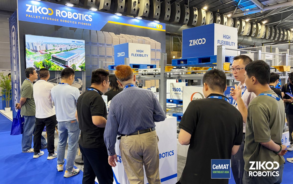 Zikoo_Robotics's tweet photo. 🤖 ZIKOO ROBOTICS debuts at CeMAT SEA 2026 ✅ 📦 High-density · High-efficiency · High-intelligence · Low cost
⚡ SIX-way shuttle + AI-driven
🇸🇬 Smart warehousing starts in Singapore. See you next stop! 👋
#CeMATSoutheastAsia2026 #6wayshuttle https://t.co/oyS3pPSLJ6