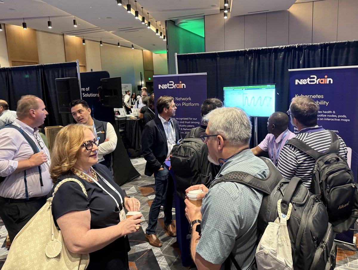 NetBrainTech's tweet photo. 🤝 Dallas delivered. 

NetBrain just wrapped the ONUG AI Networking Summit — Agentic NetOps front and center all week. 

David Mann on the NOC Efficiency &amp; AI panel. Nigel Hickey on the Triple T stage. The whole team at the booth. 

The industry is moving. We're leading it. 🦾 https://t.co/tKWLERGy0b