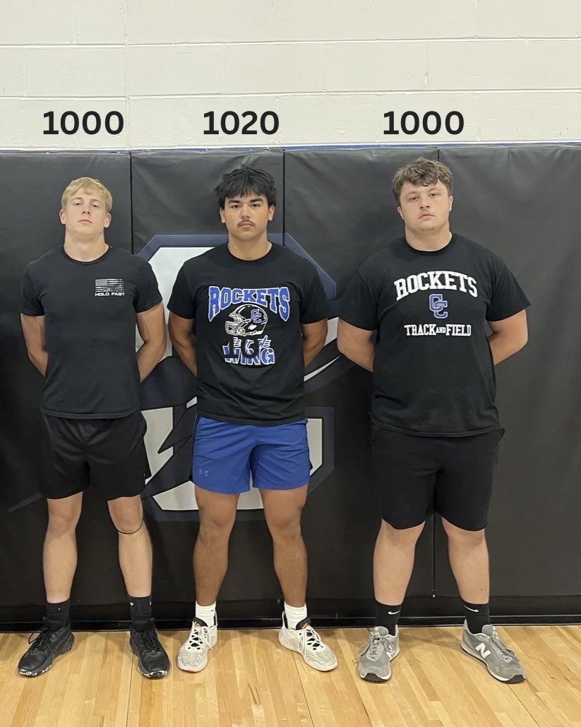 JDowdy31's tweet photo. Rocket Football 2025/2026 Pound Club members! Squat, Bench, and Clean total. #FearTheWing https://t.co/J2yORGXEPk