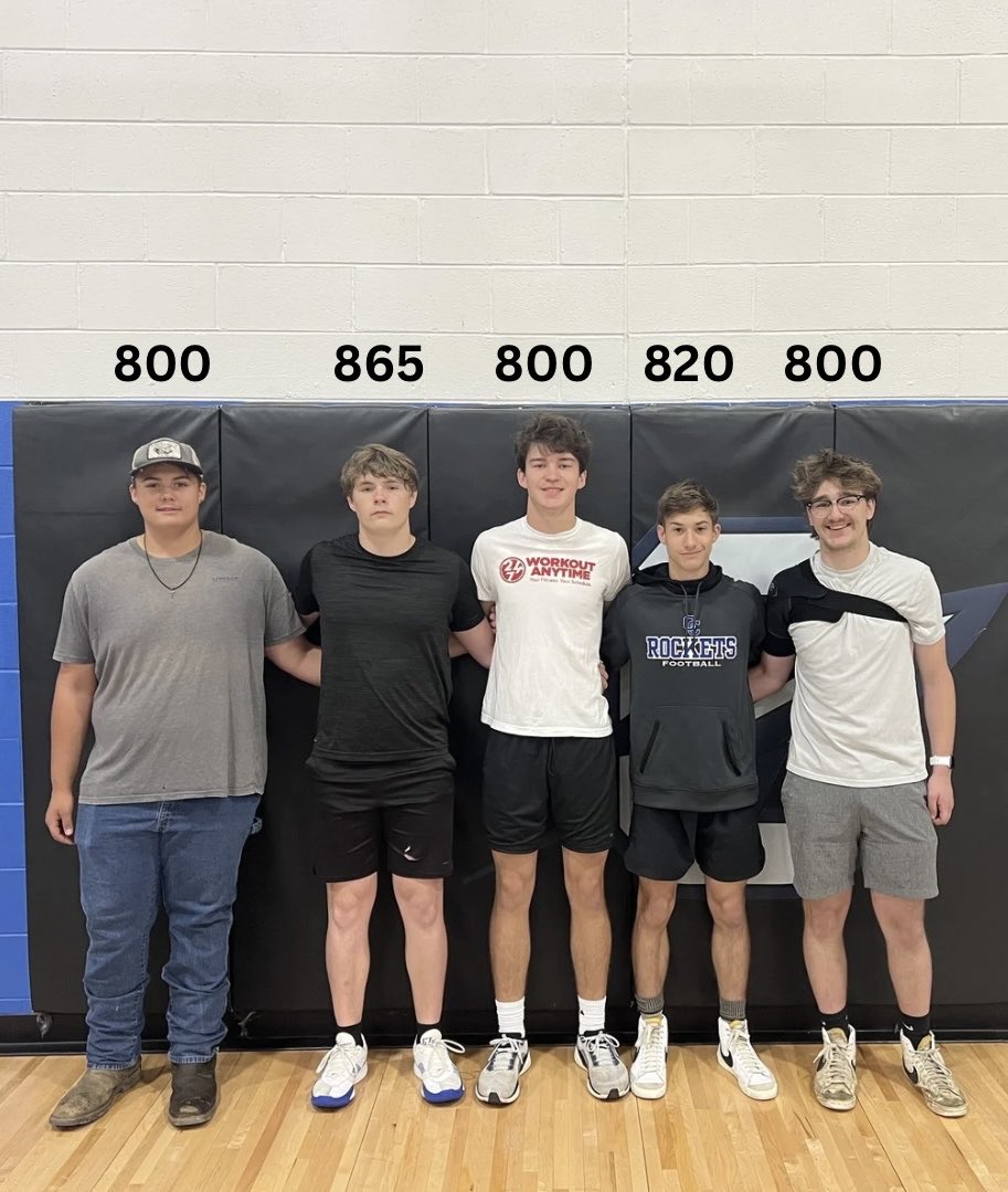 JDowdy31's tweet photo. Rocket Football 2025/2026 Pound Club members! Squat, Bench, and Clean total. #FearTheWing https://t.co/J2yORGXEPk