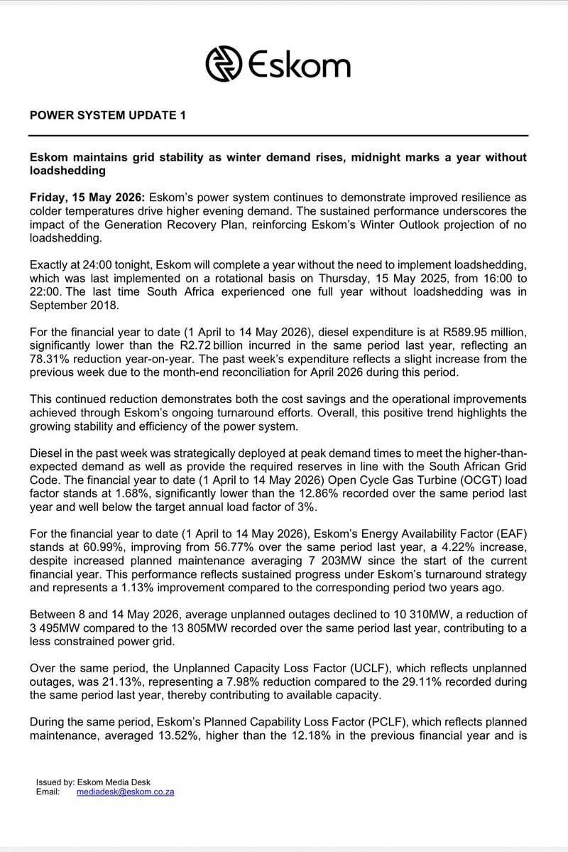 Eskom Hld SOC Ltd tweet media