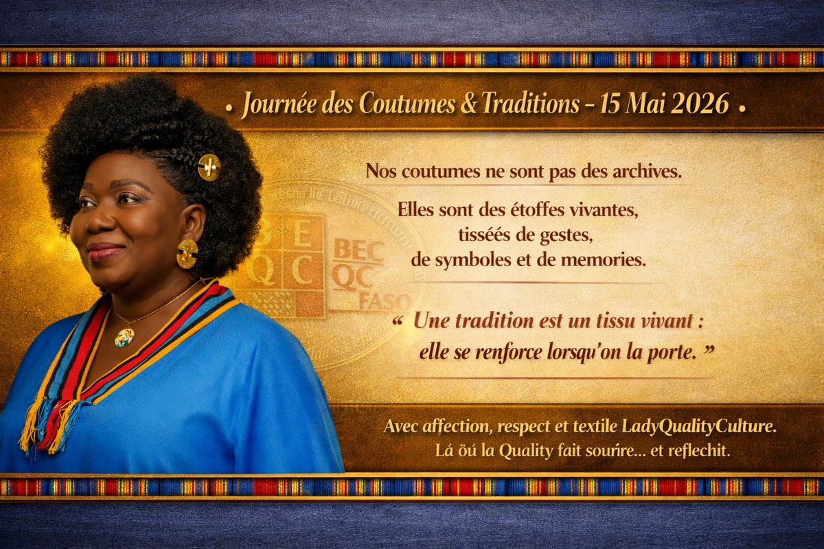 bougouma_edith's tweet photo. Honorer nos traditions, c’est renforcer notre capacité collective à bâtir un avenir solide. La Culture Qualité commence par le respect de ce que nous sommes. Racines. Valeurs. Dignité.
Avec affection, respect et textile LadyQualityCulture. https://t.co/ANWiOfScp9
