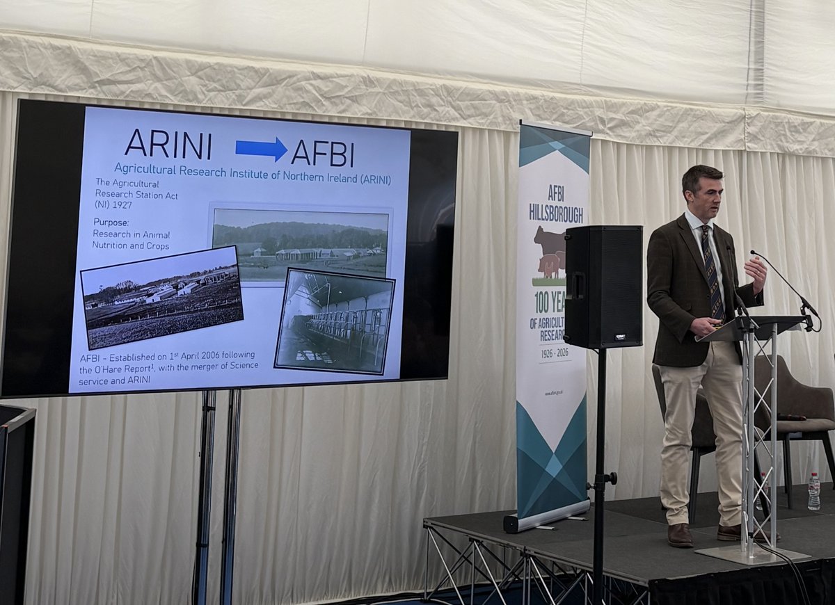 AFBI_NI's tweet photo. AFBI celebrated the 100th anniversary of its Hillsborough site with a special event at the Balmoral Show today. Guests heard about AFBI’s long history of innovation &amp; continuing work in leading agricultural science. Happy birthday AFBI Hillsborough! 🎂 
#AFBIScience https://t.co/ByU5rljpzB