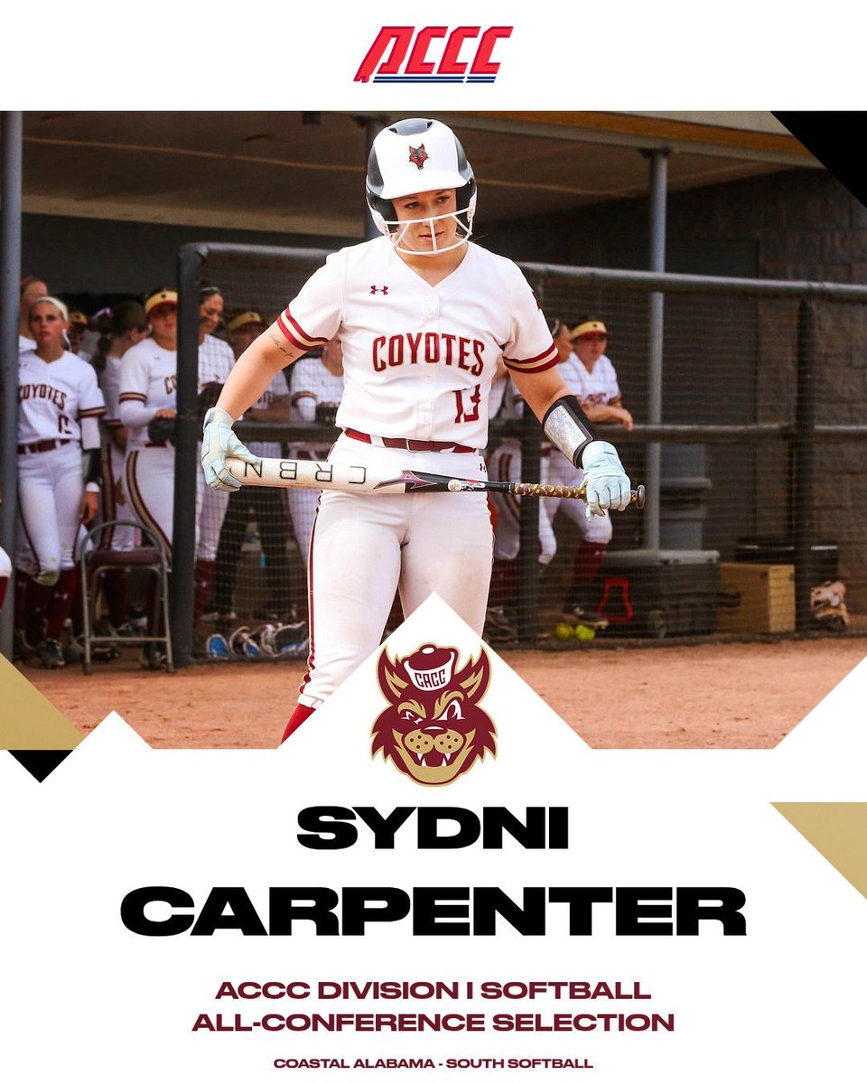 CoastalAL_South's tweet photo. SB 🥎 | The @ACCCAthletics officially released the 2026 ACCC D-I Softball award winners, with Sydni Carpenter from the Coastal Alabama - South Softball program earning all-conference recognition!

#GoYotes | @coastalsouthsb https://t.co/gW5mXRw63l